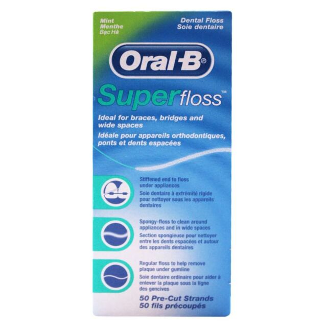 ORAL-B SUPERFLOSS SEDA DENTAL MENTA 50 UNIDADES