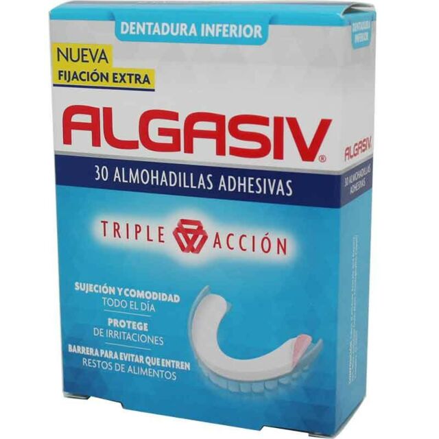 ALGASIV ALMOHADILLAS ADHESIVAS PROTESIS 30 UNIDADES INFERIORES