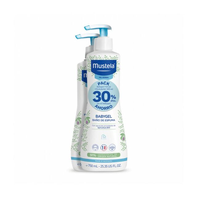 MUSTELA PACK BABYGEL 750 ML + HYDRA BEBE 500 ML