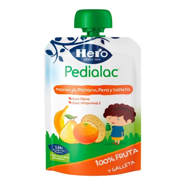 PEDIALAC ÑAM HERO BABY SABOR NARANJA, PLATANO, PERA Y GALLETAS 100 GR