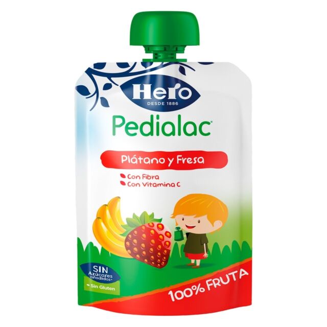 PEDIALAC ÑAM HERO BABY SABOR PLATANO, FRESA 100 GR