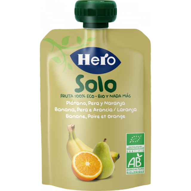 HERO BABY SOLO PLATANO PERA Y NARANJA  1 ENVASE 100 G