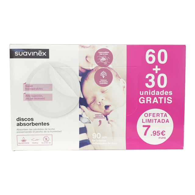 SUAVINEX DISCOS ABSORBENTES 60+30 UNIDADES