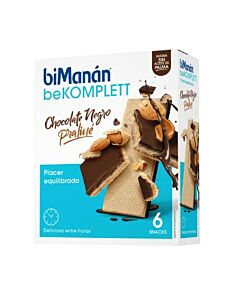 BIMANAN BEKOMPLETT SNACK BARQUILLO  6 UNIDADES 20 G SABOR CHOCOLATE NEGRO-PRALINE