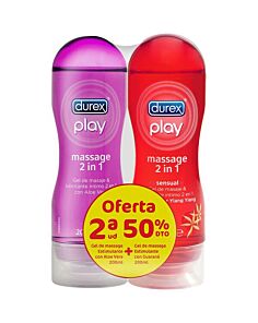 DUREX DUPLO PLAY MASSAGE 2 EN 1 ALOE 200 ML + MASSAGE 2 EN 1 SENSUAL 200 ML