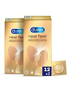 DUREX REAL FEEL PRESERVATIVO SIN LATEX 2 ENVASES 12 UNIDADES DUPLO