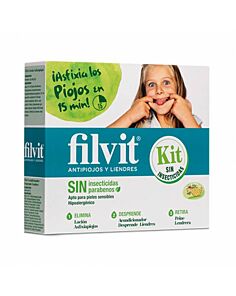 FILVIT KIT SIN INSECTICIDAS LOCION ASFIXIAPIOJOS + ACONDICIONADOR DESPRENDELIENDRES + PEINE