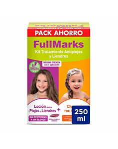 FULLMARKS ANTIPIOJOS Y LIENDRES CHAMPU + LOCION PEDICULICIDA 1 ENVASE 100 ML + 1 ENVASE 150 ML 