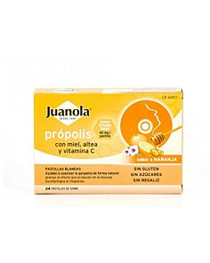 JUANOLA PROPOLIS MIEL ALTEA Y VITAMINA C  24 PASTILLAS SABOR NARANJA