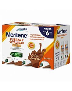 MERITENE FUERZA Y VITALIDAD DRINK  6 UNIDADES 125 ML PACK SABOR CHOCOLATE