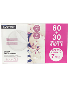 SUAVINEX DISCOS ABSORBENTES 60+30 UNIDADES